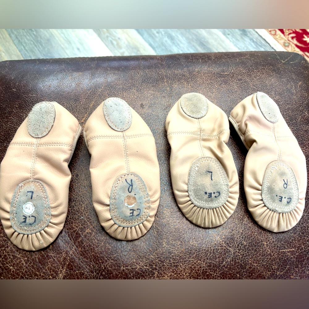 Two pair of girls ballet slippers, size 1 & 3